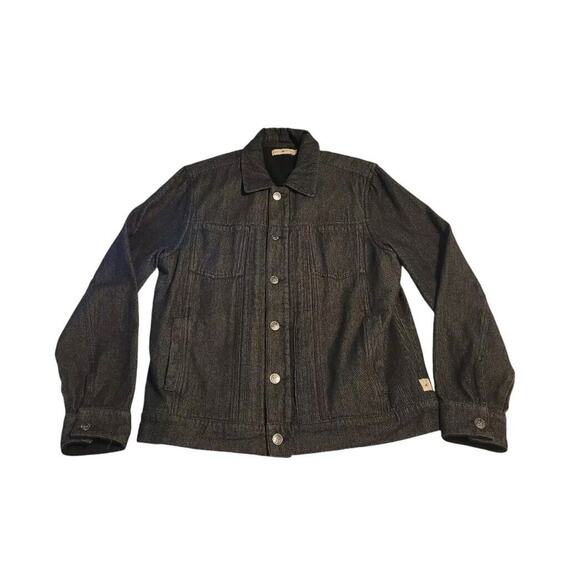Agave Denim Men's Trail Blaze Denim Jacket Size Small Black Sherpa Lining - Picture 1 of 7